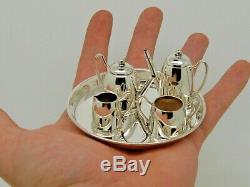 Antique Silver Miniature Tea set and Tray Birmingham 1971 Bishton's Ltd