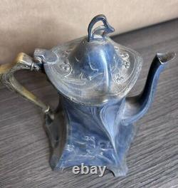 Antique Silver Plate Art Nouveau Coffee-Tea Set c 1900 3pc with appraisal