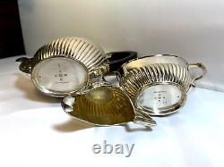 Antique Silver Plate Elkington & Co Tea Set Victorian creamer sugar gold wash