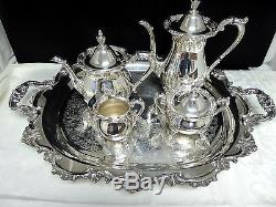 Antique Silver Plate Matching 5 Piece Tea Set by Poole Silver Co. 1898 Exc Cond