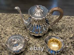 Antique Silver Plated 3PC Tea or Coffee Set Melon Sheffield community Repro