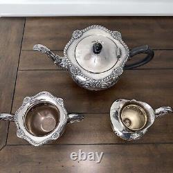 Antique Silver Plated Tea Set Hand Chased Silverware Old English Repro