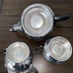 Antique Silver Plated Tea Set Hand Chased Silverware Old English Repro