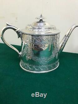 Antique Silver Shaw & Fisher Tea Coffee Pot Cream Silverware Vintage Set Sugar