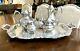 Antique Silver On Copper Coffee Tea Set Shell Pattern 30.5 Tray