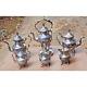 Antique Silver On Copper Tea Set 6-piece Ornate Victorian Style Vintage Coffee