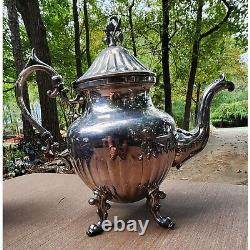 Antique Silver on Copper Tea Set 6-Piece Ornate Victorian Style Vintage Coffee