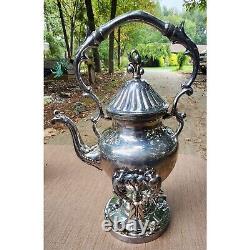 Antique Silver on Copper Tea Set 6-Piece Ornate Victorian Style Vintage Coffee