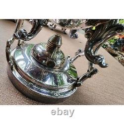 Antique Silver on Copper Tea Set 6-Piece Ornate Victorian Style Vintage Coffee