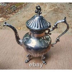 Antique Silver on Copper Tea Set 6-Piece Ornate Victorian Style Vintage Coffee