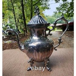 Antique Silver on Copper Tea Set 6-Piece Ornate Victorian Style Vintage Coffee