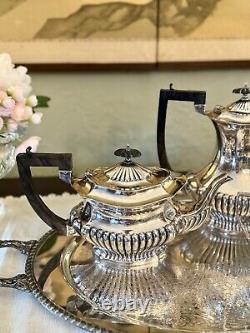 Antique Silverplate Sheffield Tea Set EPNS With Oval Academy Tray