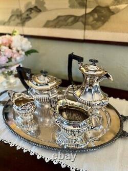 Antique Silverplate Sheffield Tea Set EPNS With Oval Academy Tray