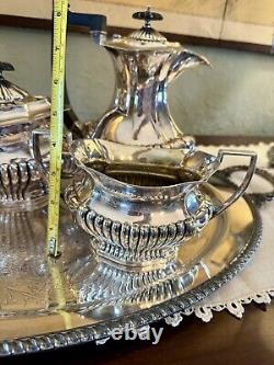 Antique Silverplate Sheffield Tea Set EPNS With Oval Academy Tray