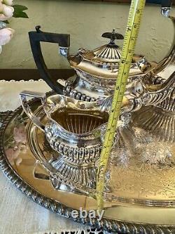 Antique Silverplate Sheffield Tea Set EPNS With Oval Academy Tray