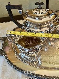 Antique Silverplate Sheffield Tea Set EPNS With Oval Academy Tray