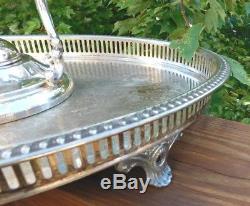 Antique Silverplate Tilting Tea Kettle Set