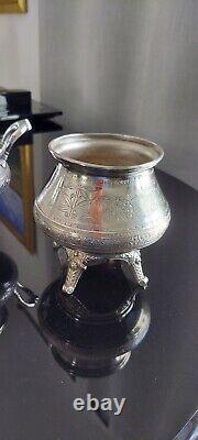 Antique Simpson Hall Miller Engraved Aesthetic Orientalist Tea Coffee Quadruple