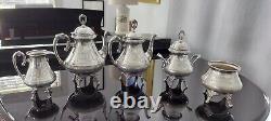 Antique Simpson Hall Miller Engraved Aesthetic Orientalist Tea Coffee Quadruple