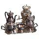 Antique Six Piece Simpson Hall Miller & Co. Silver Plated Figural Tea Set C1890