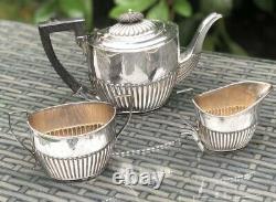 Antique Solid Silver Gilt Sterling Silver Hallmarked Art Deco Tea Set Service