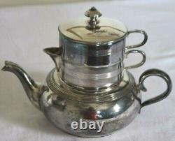 Antique Stacking Tea Set, creamer, sugar, pot, Delamere shape Apollo Silver 1530