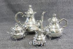 Antique Sterling. 925 Silver 4 Piece Tea/Coffee Set Handerbeit 4 lbs 7 oz