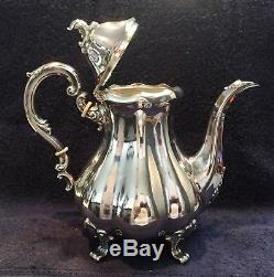 Antique Sterling Silver Coffee Pot Tea Pot Creamer and Sugar Set Simply Stunning