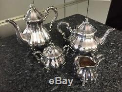 Antique Sterling Silver Coffee Pot Tea Pot Creamer and Sugar Set Simply Stunning