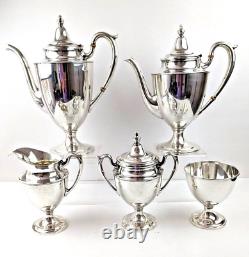 Antique Sterling Silver Large Heavy 5 Piece Tea Coffee Set by Fred Hirsch