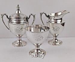 Antique Sterling Silver Large Heavy 5 Piece Tea Coffee Set by Fred Hirsch