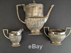 Antique Sterling Silver Tea/Coffee Set Bernard Hertz Denmark Late 1800's 463g