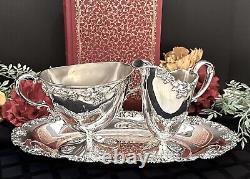 Antique Tea Set Silver Plated Reed and Barton Samovar Repoussed Trays 5 Pc Set