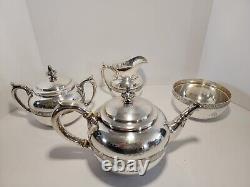 Antique Tiffany & Co Silver Soldered 4 Pcs Tea Set'1880' with'M' Print Floral