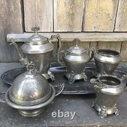 Antique Triple Silver Plate Tea Service Eastlake Webster & Bro NY Free Ship