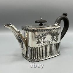 Antique Victorian Silver Plate Bachelor Cube Teapot Cream Jug Sugar Bowl Tea Set