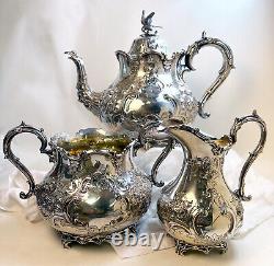 Antique Victorian Silver Plated Tea Set 1860s by Martin Hall & Co. Sheffield Eng