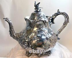 Antique Victorian Silver Plated Tea Set 1860s by Martin Hall & Co. Sheffield Eng