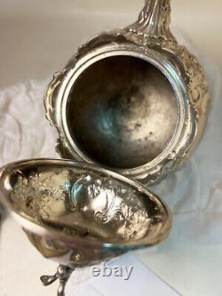 Antique Victorian Silver Plated Tea Set 1860s by Martin Hall & Co. Sheffield Eng