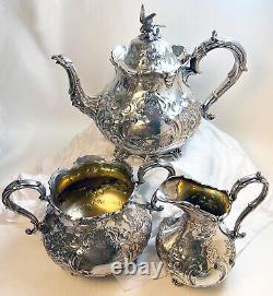 Antique Victorian Silver Plated Tea Set 1860s by Martin Hall & Co. Sheffield Eng