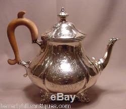 Antique Victorian Sterling Silver 3 pc Tea Set William Hunter London 1860 44oz