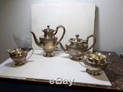 Antique Victorian Sterling silver four piece tea set 87.58 Troy Oz. Very Ornate