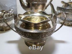 Antique Victorian Sterling silver four piece tea set 87.58 Troy Oz. Very Ornate