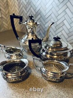 Antique Vintage Cheltenham Of Sheffield Silver Plate Coffee Tea Service Set