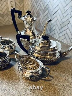 Antique Vintage Cheltenham Of Sheffield Silver Plate Coffee Tea Service Set