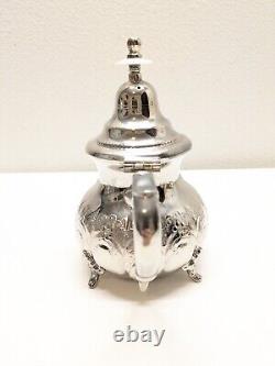 Antique Vintage Moroccan Silver Plated Coffee, Tea, Sugar, Creamer Set