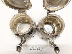 Antique Vintage Moroccan Silver Plated Coffee, Tea, Sugar, Creamer Set