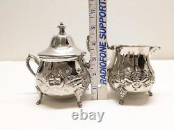 Antique Vintage Moroccan Silver Plated Coffee, Tea, Sugar, Creamer Set