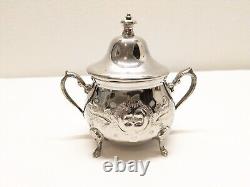 Antique Vintage Moroccan Silver Plated Coffee, Tea, Sugar, Creamer Set