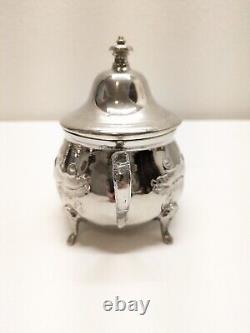 Antique Vintage Moroccan Silver Plated Coffee, Tea, Sugar, Creamer Set